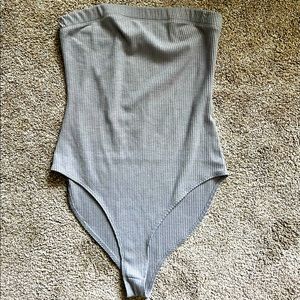 Forever 21 Women's Grey Ribbed Bodysuit Tubetop